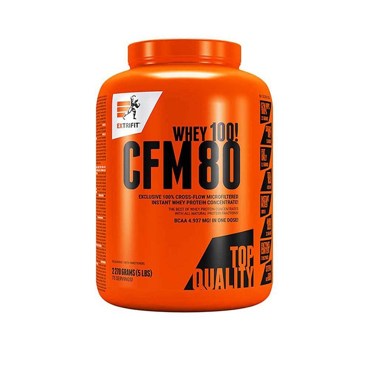 Proteine Extrifit CFM Instant Whey 80, nativ CFM, cu 7 enzime digestive, caramel, 2270 g