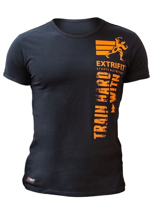 Спортна тениска Extrifit, стандартна кройка, черно/оранжево, памук, M INTL