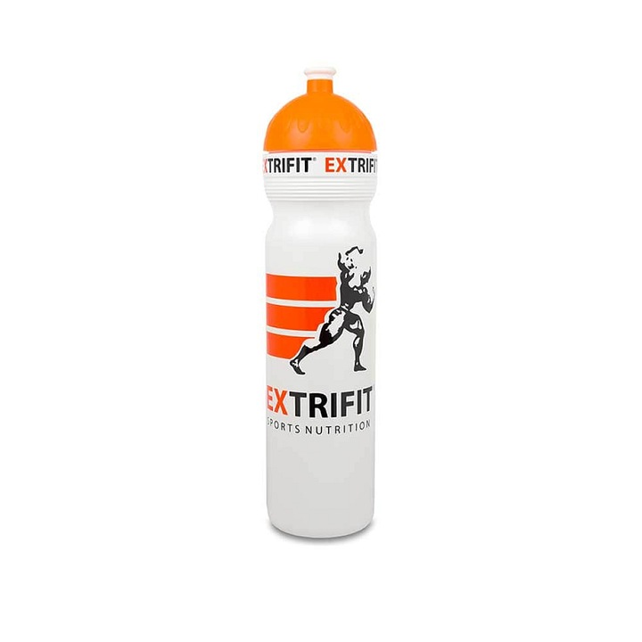 Бутилка Extrifit 1000ml бяла с оранжева капачка
