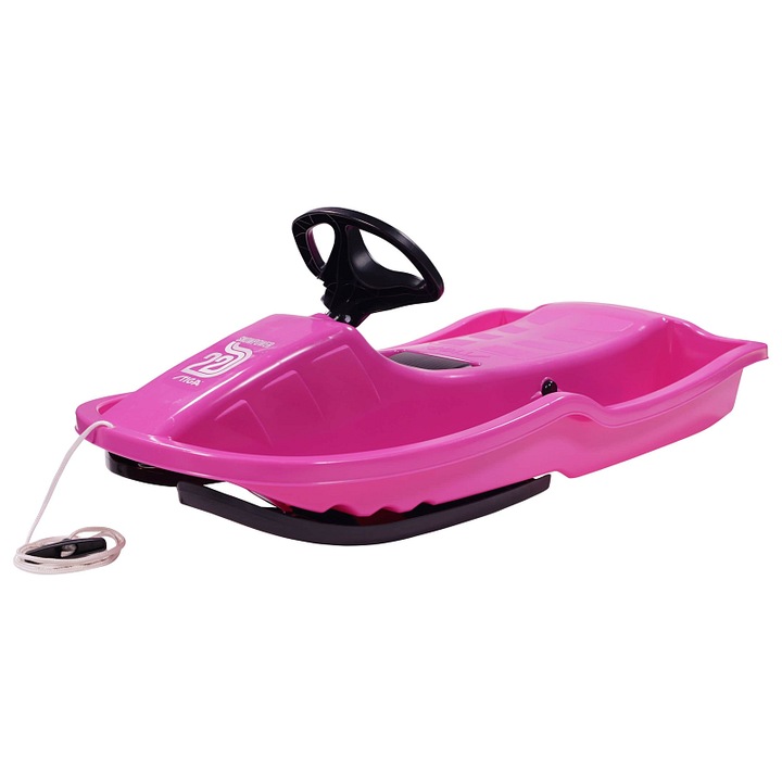 Skibob Stiga Snowpower, fékkel és kormánnyal, könnyű műanyagból, 50 kg teherbírás, fekete/rózsaszín, 95x52x32 cm