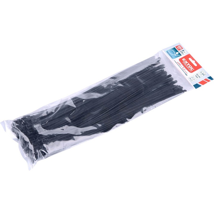 Cleme de fixare EXTOL PREMIUM, nylon, 400x7.2mm, negru, set 100 buc