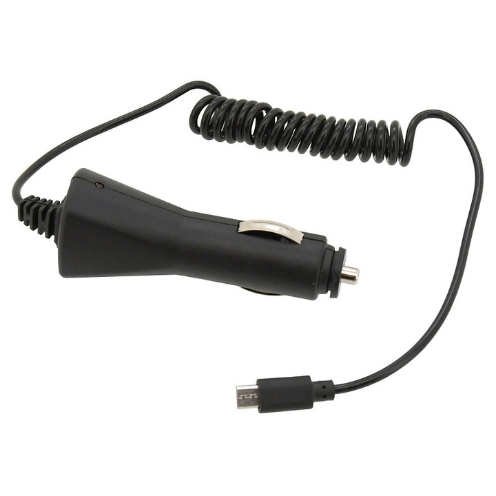 Incarcator auto Compass 12-24V Micro USB, cu selectie automata a tensiunii, curent 800 mA, cablu 130 cm, Negru, 1 buc