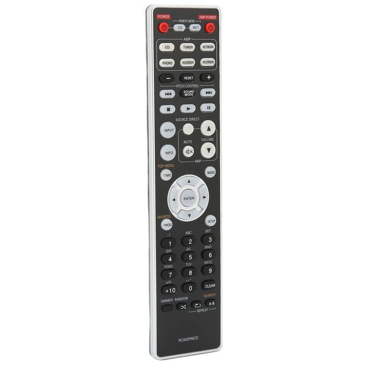 Telecomanda RC002PMCD compatibila cu Marantz CD5005/PM5005, inlocuire pentru telecomanda originala, plug and play, functioneaza cu 2 baterii AAA (neincluse), negru, 1 buc