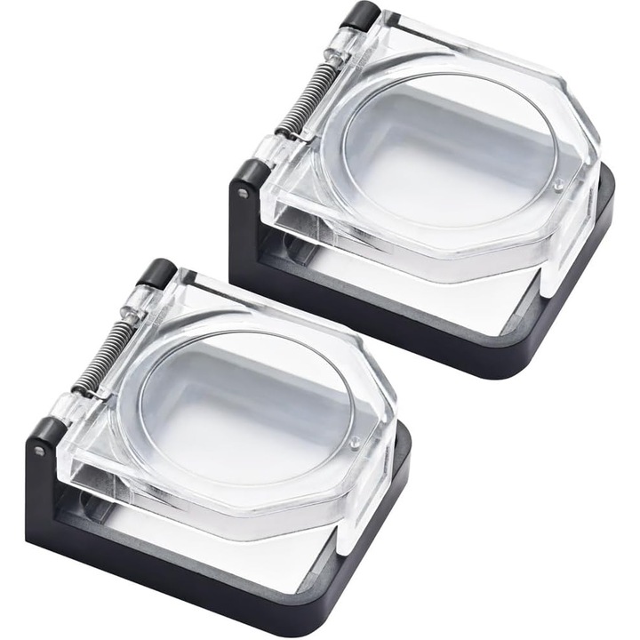 Capac protector buton comutator 25x25mm rezistent apa si soc, transparent 39x34x19mm