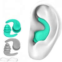 Dopuri de urechi pentru anularea zgomotului in timpul somnului, Dopuri de urechi pentru inot, 2 perechi, silicon, reutilizabile, cu cutii depozitare, gri + verde