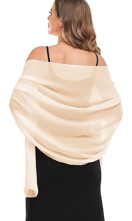 Női sifon sál bézs 70x200cm könnyű elegáns