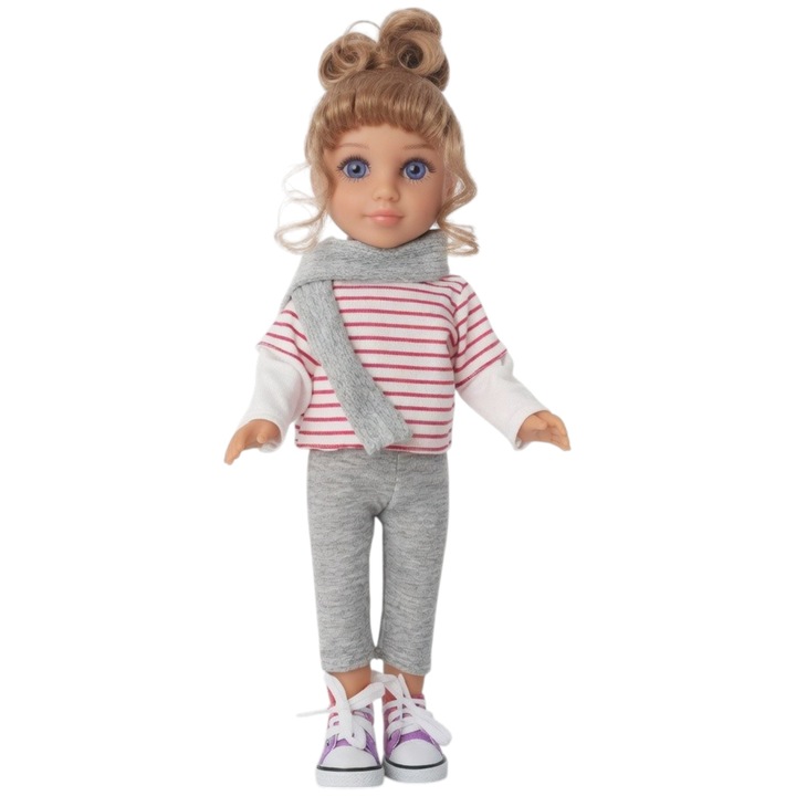 Bianca baba 35 cm modern ruhákkal és szőke hajjal, divatbaba hétköznapi öltözékkel és kiegészítőkkel, interaktív játék lányoknak valósághű dizájnnal és finom részletekkel, gyűjtői baba gyermekeknek 3+ év, többszínű