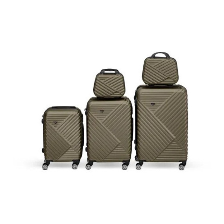 KUNERT, Viaggio ABS könnyű bőrönd szett 360°-ban forgó kerekekkel és teleszkópos fogantyúval – 5 darabos, Réz, XXL/XL/L/M/S
