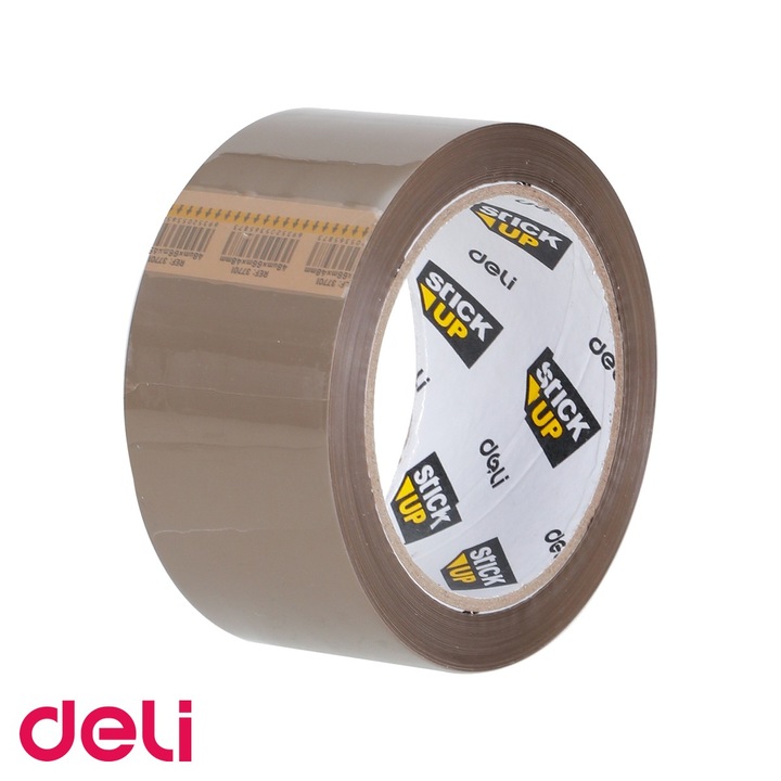 Banda adeziva maro Deli, 66 m x 48 mm, pentru ambalare, sigilare si lipire colete
