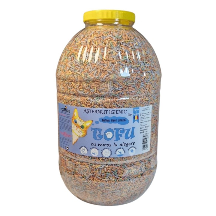 Tofu ecoMiau – Asternut biodegradabil si ecologic pentru pisici, Menta, 24 Litri