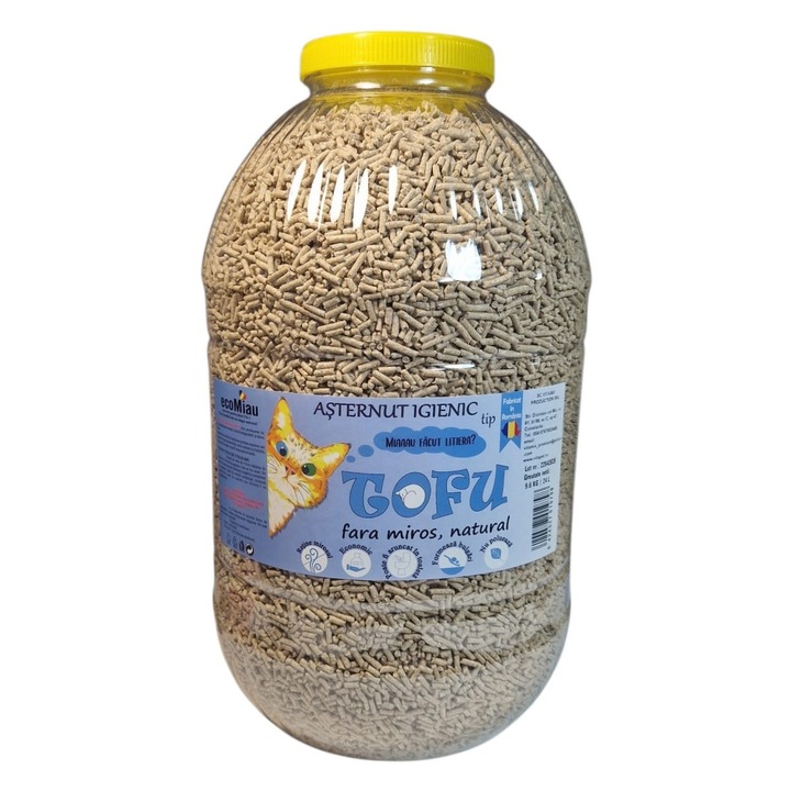Tofu ecoMiau – Asternut biodegradabil si ecologic pentru pisici, Natural, 24 Litri