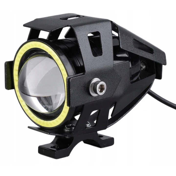 Halogén Bi-LED ST PARTS U7 lencsével, Angel gyűrűvel, 10W 6000K, fekete, 1 db