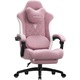 Scaun Gaming Premium, DOWINX®, Scaun Gaming Ergonomic, Incalzire Si Masaj In Perna Lombara, Sezut Cu Arcuri Metalice Si Spuma, Suport Picioare Retractabil, Rabatabil 90°-135°, Cadru Metalic Rezistent 150 Kg, Material Textil Respirabil, Rotire 360°, Roz