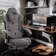 Scaun Gaming Premium, DOWINX®, Scaun Gaming Ergonomic, Incalzire Si Masaj In Perna Lombara, Sezut Cu Arcuri Metalice Si Spuma, Suport Picioare Retractabil, Rabatabil 90°-135°, Cadru Metalic Rezistent 150 Kg, Material Textil Respirabil, Rotire 360°, Gri