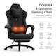 Scaun Gaming Premium, DOWINX®, Scaun Gaming Ergonomic, Incalzire Si Masaj In Perna Lombara, Sezut Cu Arcuri Metalice Si Spuma, Suport Picioare Retractabil, Rabatabil 90°-135°, Cadru Metalic Rezistent 150 Kg, Material Textil Respirabil, Rotire 360°, Negru