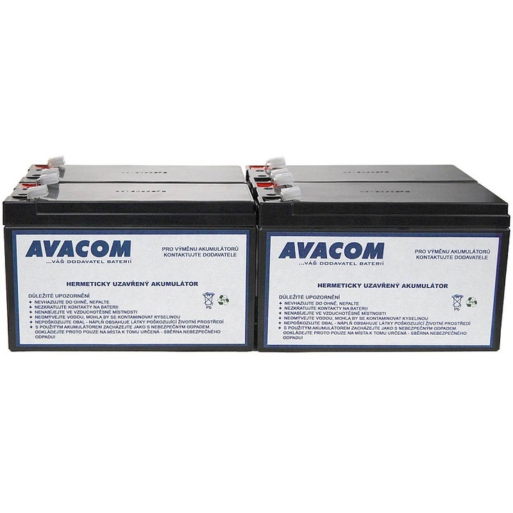 Set baterii Avacom AVA-RBC23-KIT, inlocuire pentru APC RBC23, VRLA, 4 x 151 x 65 x 94 mm, Negru, 4 buc
