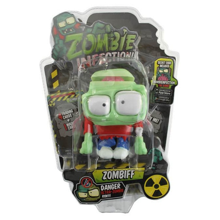 Фигурка EPEE Zombie Infection Zombiff, с променящ се цвят при контакт с вода, включва 4 колекционерски карти и таен код, Многоцветен, 1 бр