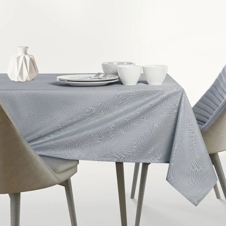 Világosszürke téglalap alakú asztalterítő, 140x220cm, textil