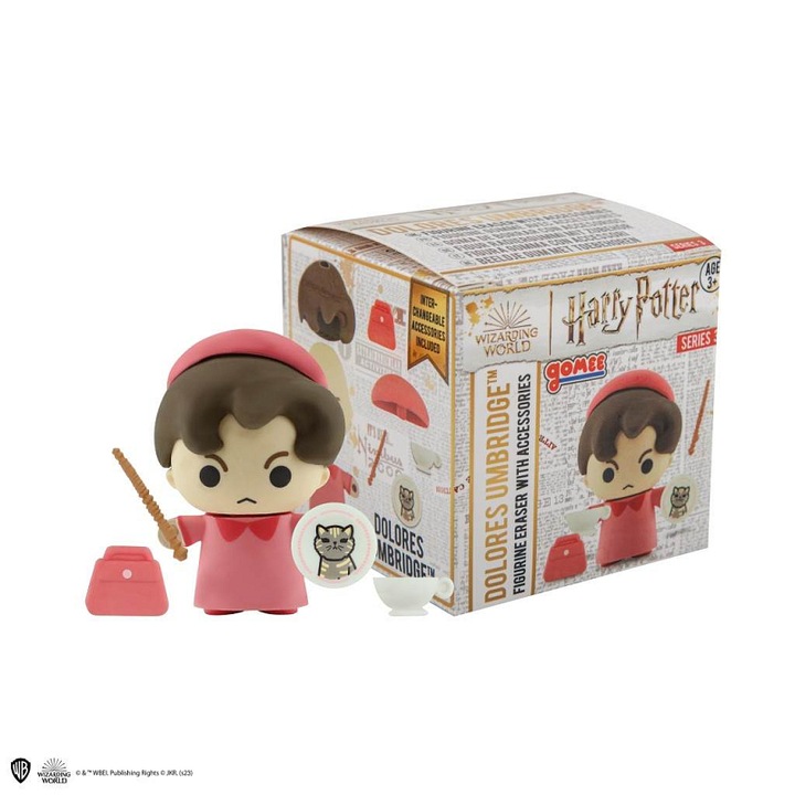 CINEREPLICAS Gomee Series 3 Dolores Umbridge DPL10 radír figura, gyűjthető játék, cserélhető kiegészítőkkel, rózsaszín, 1 db