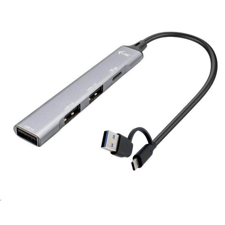 USB хъб i-Tec Metal 1x USB 3.0 3x USB 2.0 сребрист 10x1.7x0.7см