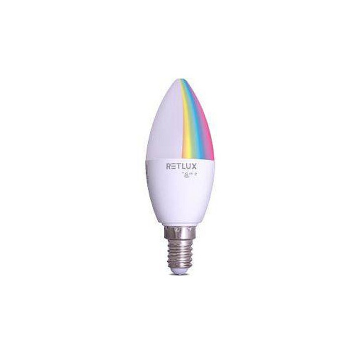 Bec LED Retlux RSH 100 C37, okos Wi-Fi, RGB CCT 2700-6500K, E14, 4,5W (30W-nak megfelelő), Többszínű