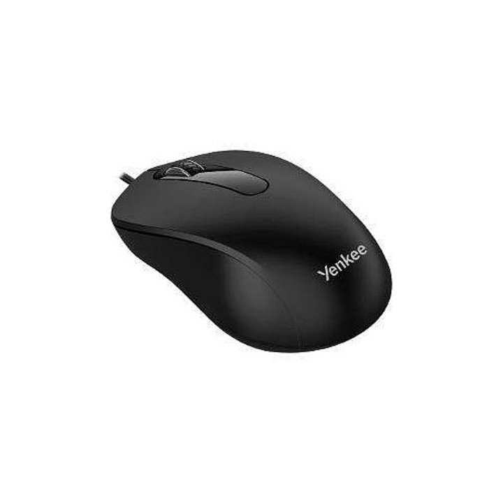 Мишка USB Yenkee YMS 003BK, оптичен сензор, 1000 DPI, кабел 150 см, амбидекстърен дизайн, Черна, 1 бр