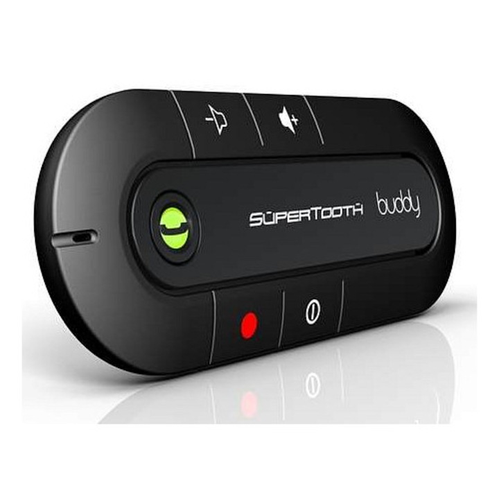Handsfree autóskészlet Supertooth Buddy HBTSTBUDDY, Bluetooth 2.1, DSP zajcsökkentéssel, napellenzőre rögzíthető, Fekete, 1 db