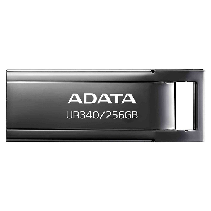 Flash disk / Memorie USB A-Data UR340, unibody metalic din nichel, USB 3.2, negru, 256 GB