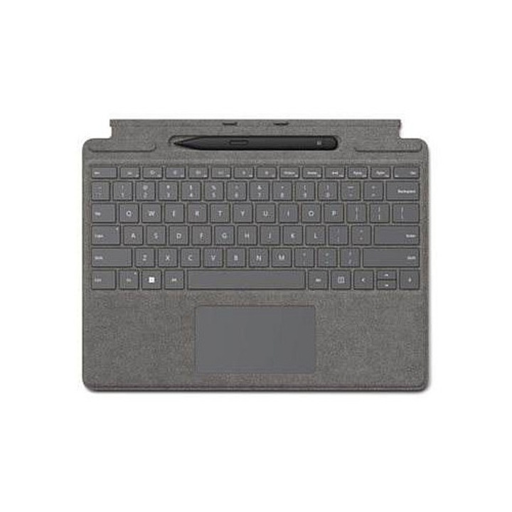 Microsoft Surface Pro Signature billentyűzet, gyorsulásmérővel, érintőpaddal és Surface Slim Pen 2 töltőtartóval, angol QWERTY, platina, 1 db