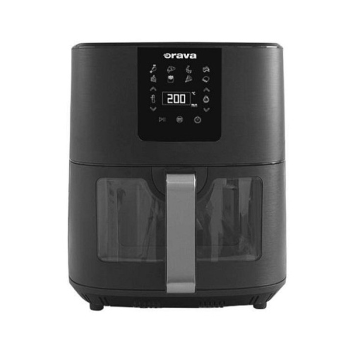 Orava Airy-4 forrólevegős fritőz/air fryer, 1700 W, 8 program, LED, 40-200 °C, digitális időzítő, fekete, 7 l