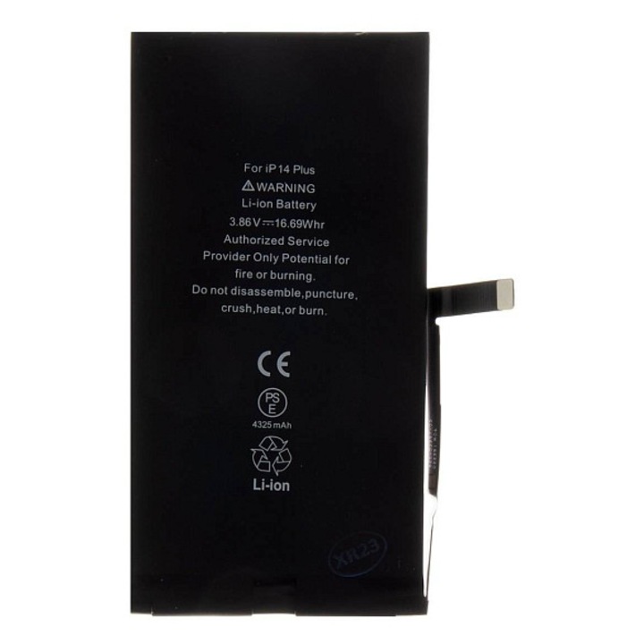Akkumulátor iPhone 14 Plus-hoz, 4325mAh Li-Ion, flex kábellel és ragasztóval, Fekete, 1 db