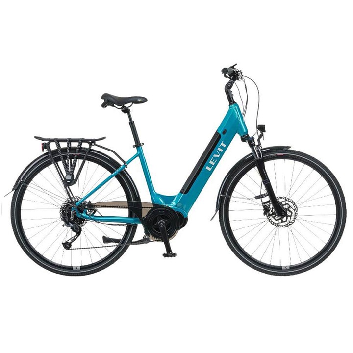 Elektromos kerékpár (e-bike) LEVIT Musca Urban MX 468, alacsony átlépésű váz 18" (160-180 cm), Bafang M400 motor 80 Nm, akkumulátor 468 Wh, 28" kerekek, SR Suntour NEX villa, 1x9 Shimano Altus váltó, gél ülés, Latte
