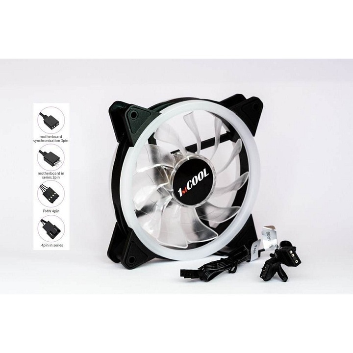 Ventilátor PC 1stCOOL AURA EVO Dual Ring ARGB 12cm 1200RPM