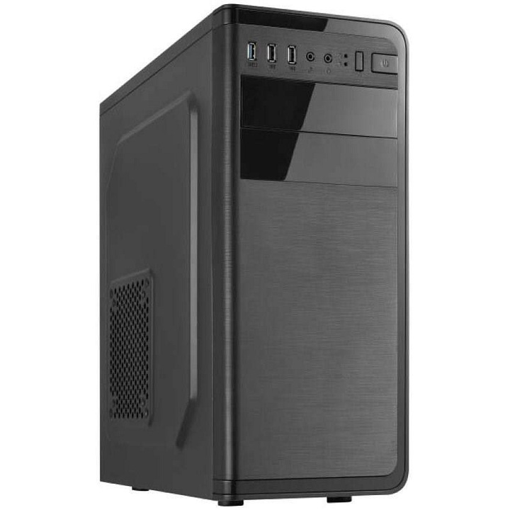 Кутия за компютър Crono MT-760i midi tower, без захранване, USB 3.0 + 2x USB 2.0, поддръжка ATX/M-ATX/mini-ITX, 2x5.25/2x3.5/1x2.5, 2x120mm вентилатори, черна, 180 x 370 x 420 мм