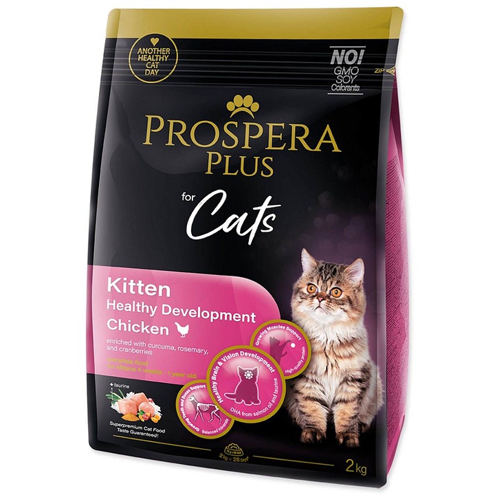 PROSPERA Plus száraz macskaeledel, csirke, 2kg, egészséges fejlődés