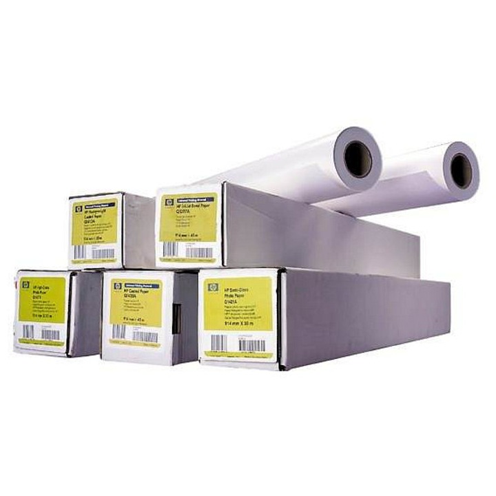 Hartie coated (heavyweight) HP C6977C, 130 g/m2 (167 microni), compatibila cu HP Designjet 5000/5500, pentru imprimare UV, Alb, Rola 1524 mm x 30.5 m