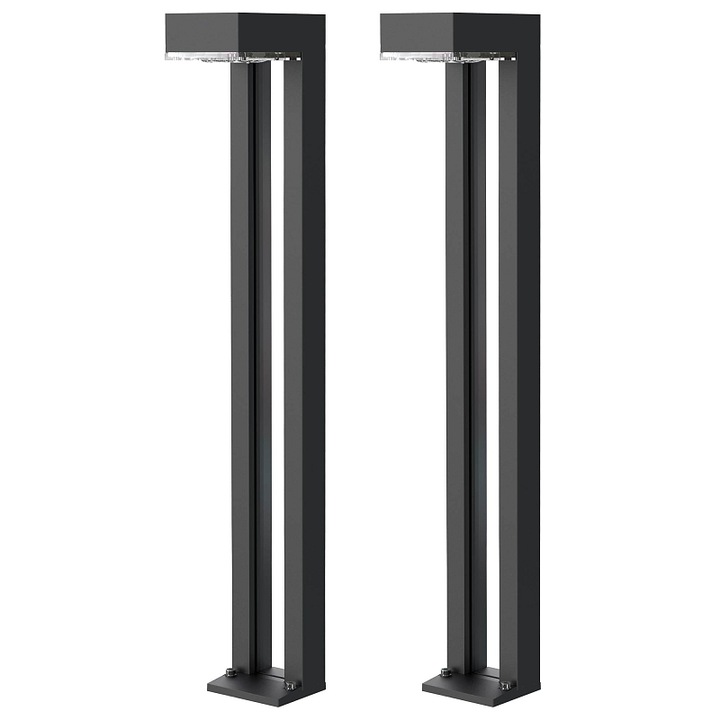 Lampa solara LED de exterior VIKING SR07, 1000 lm, 2 moduri (3000K), IP54, gri inchis, 2 buc
