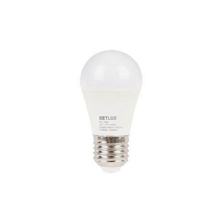 RETLUX RLL 642 G45 mini gömb LED izzó, 8W (76W-nak megfelelő), E27, 1080 lm, hideg fehér 4000K, 90x45mm