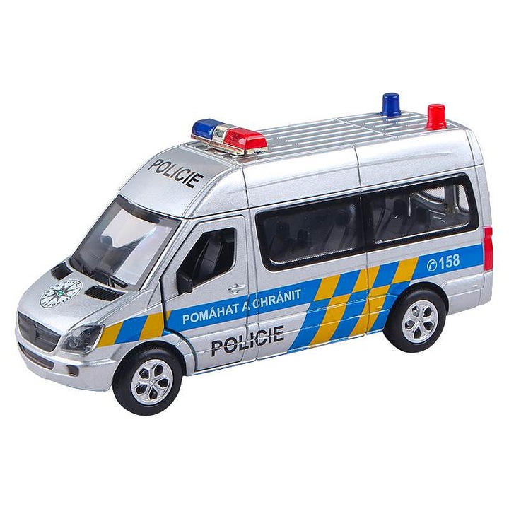 Mercedes-Benz rendőrautó modell Sparkys 1:32 fém hang fény 15.5x5.3x7.8cm