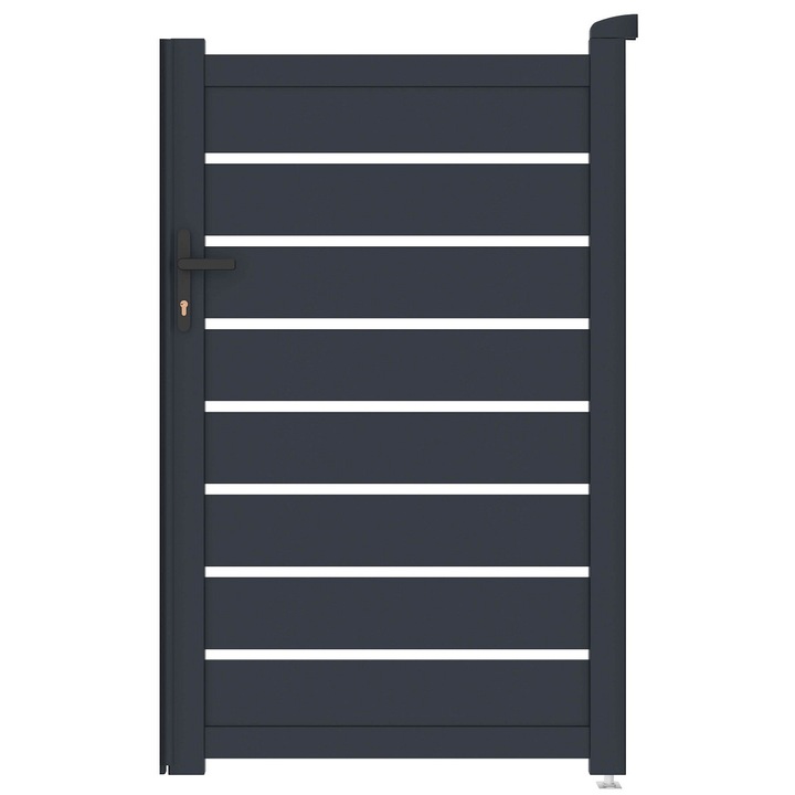 Poarta pietonala G21 Reno 100x158 cm, din aluminiu, vopsita prin pulverizare, rezistenta, fara intretinere, deschidere dreapta, antracit, 1 buc