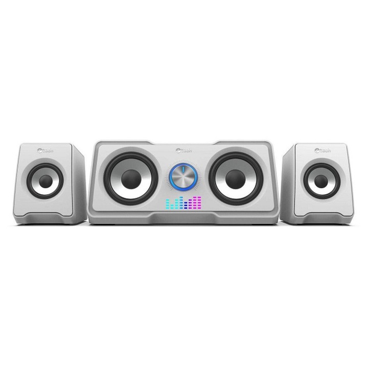 C-Tech SPK-16 PC hangszórók, 2.2 rendszer, 16W, RGB világítás, fehér, 1 db