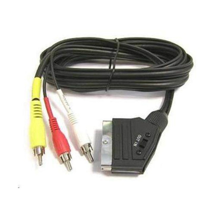 Cablu Premiumcord SCART 3xCINCH 1.5m comutabil