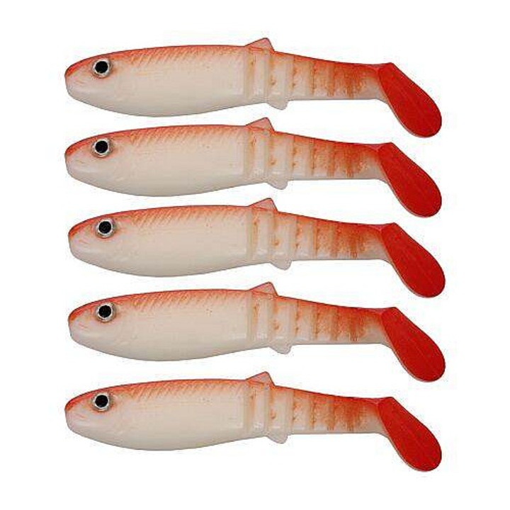 Naluca Merco Rubber Bait 01, PVC gumi, 8 cm, 6 g, sérült halat imitál, fehér/piros, 5 db