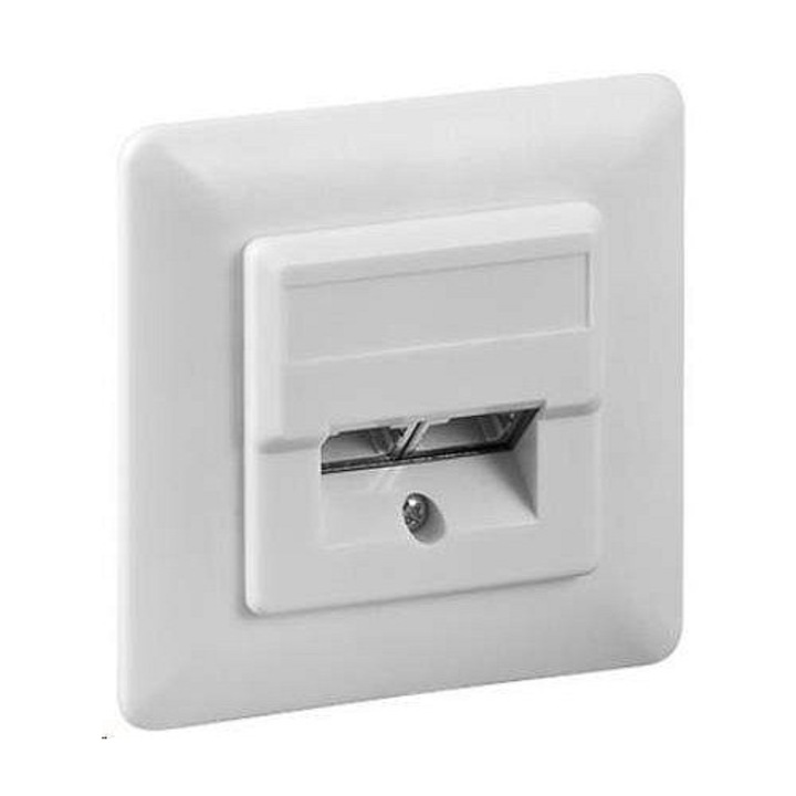 Priza RJ45 PremiumCord Cat5e UTP, вградена, мрежова розетка с 2 порта RJ45, IDC монтаж без инструменти, бял