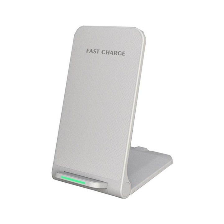Incarcator wireless / statie de incarcare 1stCOOL H18, suport pliabil, incarcare rapida 15W, USB-C, alb, 1 buc