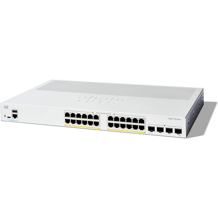 Cisco Catalyst 1300 switch 24 portos GbE PoE+ 375W 4xSFP 444x350x44mm