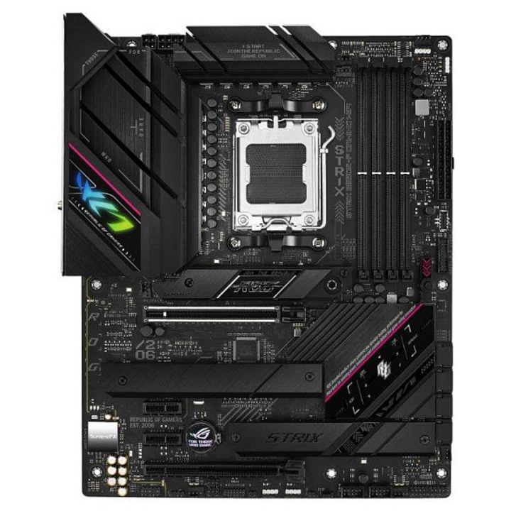 Дънна платка Asus ROG Strix B650E-F Gaming WiFi, цокъл AM5, PCIe 5.0 x16 и Wi-Fi 6E, черна, ATX