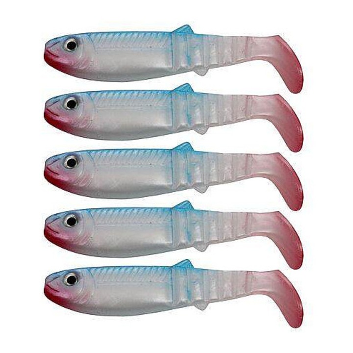 Naluci moi Merco Rubber Bait 02, 8 cm, 6 g, PVC gumi pergető horgászathoz, fehér/rózsaszín, 5 db
