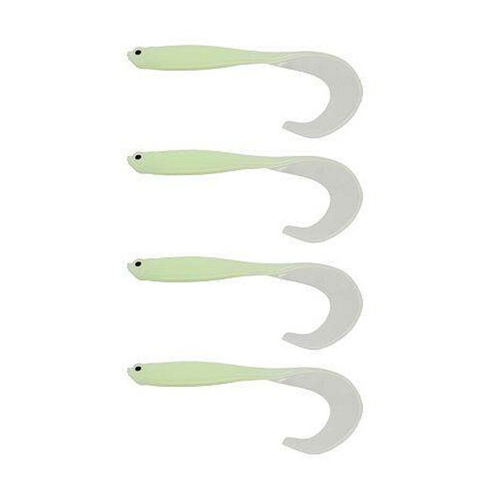 Merco Soft Bait 03 puha műcsali, hosszú farkú gumicsali rezgésekhez, 12,5 cm, 5,5 g, zöld/fehér, 4 db