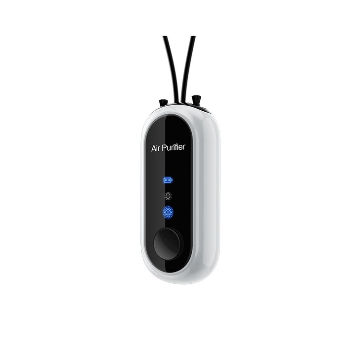 Purificator de aer portabil, purifica eficient aerul cu ioni negativi, potrivit pentru persoanele sensibile la poluarea atmosferica, 80 × 35 × 23 mm, alb